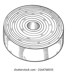 baumkuchen german or germany cuisine traditional food isolated doodle hand drawn sketch with outline style