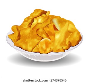 Baursaks national kazakh food. Baursak Vector Illustration. Kazakhstan Food. Baursak Isolated Illustration On White Background. Vector Wallpaper.