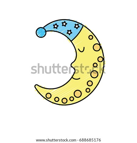 bauty moon in th sky with sleep hat design