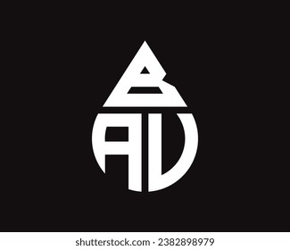 Diseño del logotipo de la forma de gota de agua de la letra BAV. Diseño sencillo del logo de BAV drop.
