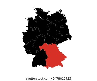 Bavaria ( Bayern ) state highlighted on Germany map Vector.