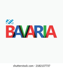 Bavaria or Bayern vector RGB overlapping letters typography with flag. German state logotype decoration.