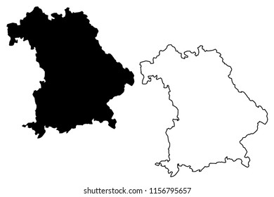 Bavaria (Federal Republic of Germany, State of Germany) map vector illustration, scribble sketch Bavaria(Free State of Bavaria) map