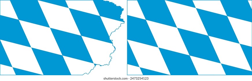 Bavaria flags vector. Standard flag and with torn edges