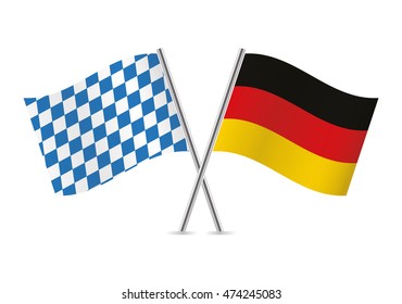 Bavaria and Germany flags. Vector illustration.