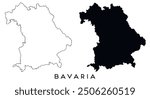 Bavaria map outline and black silhouette vector