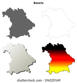 Bavaria outline map set - vector version