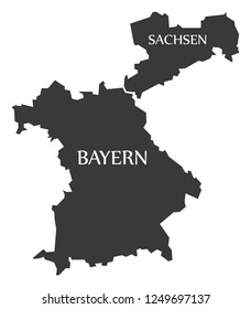 Bavaria - Saxony federal states map of Germany black with titles