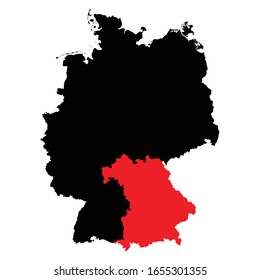 Bayerisches Bundesland auf der deutschen Landkarte Vektorillustration EPS10 hervorgehoben