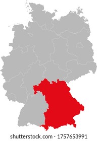 El estado de Baviera aislado en el mapa de Alemania. Conceptos y antecedentes empresariales.