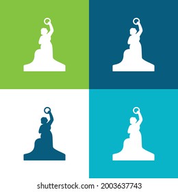 Bavaria Statue Flat four color minimal icon set