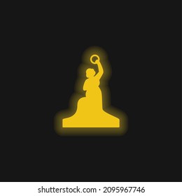 Bavaria Statue yellow glowing neon icon