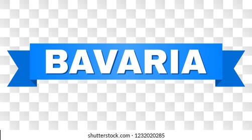 BAVARIA text on a ribbon. Designed with white title and blue stripe. Vector banner with BAVARIA tag on a transparent background.