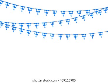 Bavarian bunting festoon from Germany with diamond pattern. Oktoberfest decoration. 