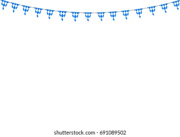 Bavarian bunting festoon from Germany with diamond pattern. Oktoberfest decoration. 