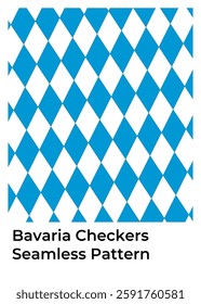 Bavarian Checkers pattern, seamless design. Blue and white diamonds. Traditional pattern. Repeatable texture, ideal for cultural and festive backgrounds