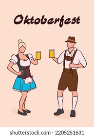 Bavarian couple. Oktoberfest. Vector design.