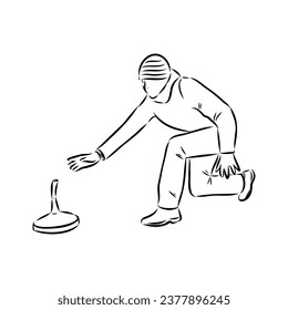 bavarian curling sport, vector sketch . Vector element of winter ice sports.