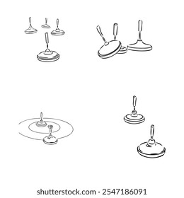 bavarian curling sport, vector sketch . Vector element of winter ice sports.