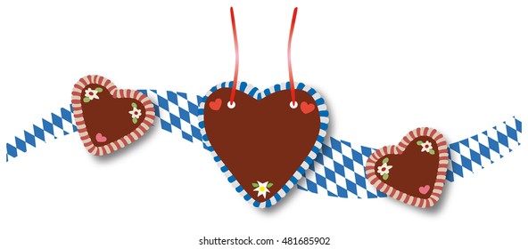 Bavarian diamond patterned wave with typical Oktoberfest elements