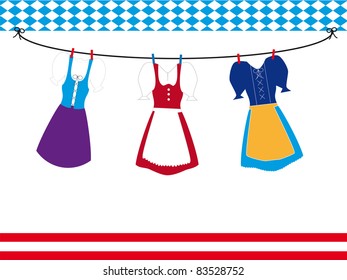 Bavarian dresses (dirndl) with bavarian flag rectangles