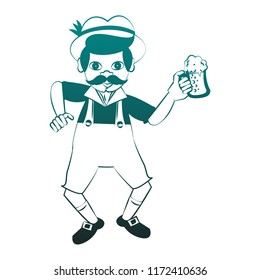 Bavarian drinking beer in blue lines