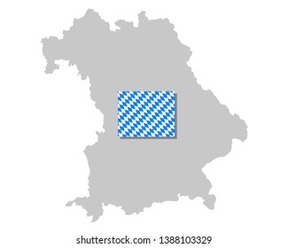 Bavarian flag and map on white