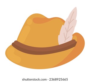 bavarian hat with feather icon isolated