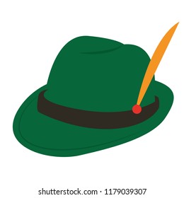 Bavarian hat with feather vector