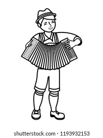 bavarian man with accordion instrument