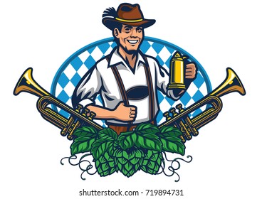 bavarian man badge for oktoberfest