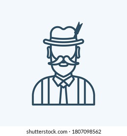 Bavarian Man, Beard Icon Logo Vector Isolated. Oktoberfest Icon Set. Editable Stroke and Pixel Perfect.