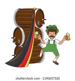 Bavarian man with beer barrels
