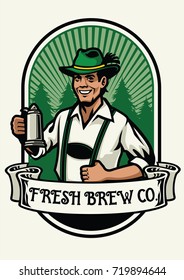 bavarian man beer brewing badge