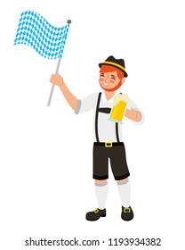 bavarian man with beer and flag