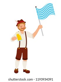 bavarian man with beer and flag
