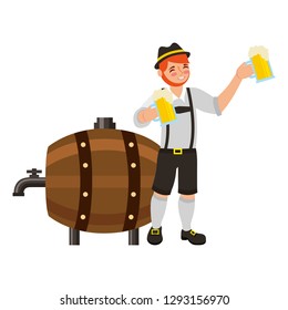 bavarian man with beers barrel