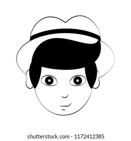 Bavarian man cartoon in black and white