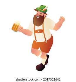 bavarian man celebrating with beer