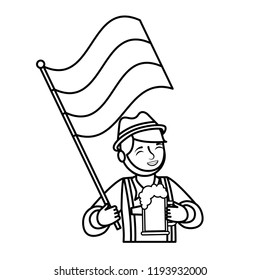 bavarian man holding beer and germany flag