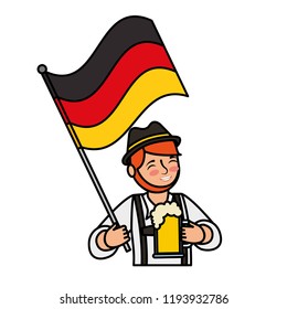 bavarian man holding beer and germany flag