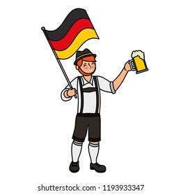 bavarian man holding beer and germany flag