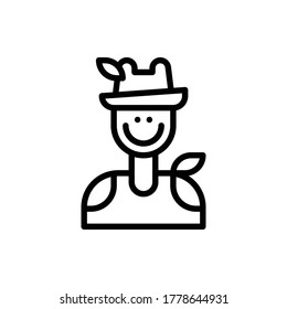 Bavarian Man Icon Logo Vector Isolated. Oktoberfest Icon Set. Editable Stroke and Pixel Perfect.