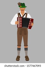 Bavarian man in national costume with accordion