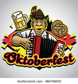 bavarian man playing accordion to celebrate oktoberfest