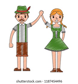 bavarian man and woman holding hands