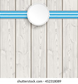 Bavarian national colors ribbon on the wooden background. Eps 10 vector file.