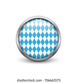 Bavarian Octoberfest flag , button with metal frame and shadow