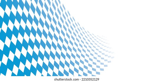 Bavarian Oktoberfest pattern with blue and white rhombus Flag of Bavaria Oktoberfest blue checkered background. Vector diamonds background with copy space for text.