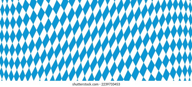 Bavarian Oktoberfest pattern with blue and white rhombus Flag of Bavaria Oktoberfest blue checkered background. Vector diamonds background.